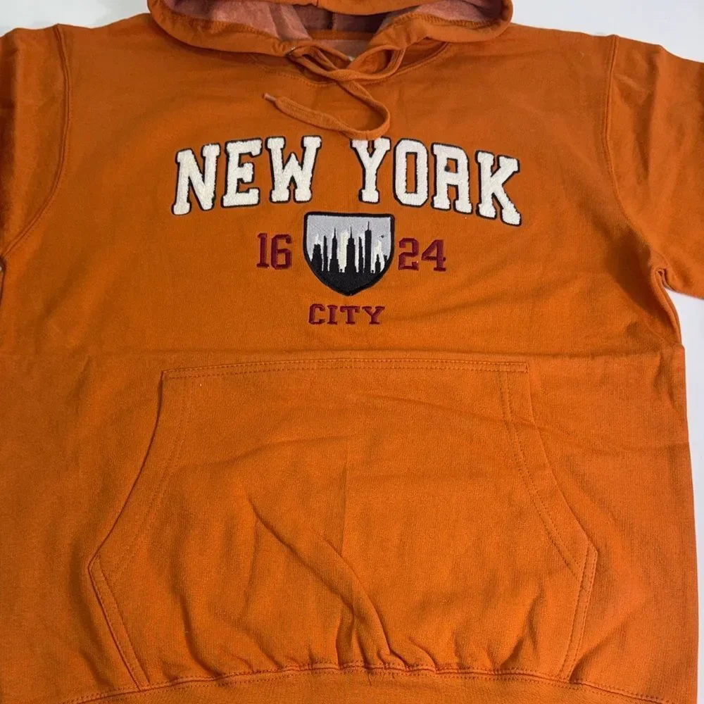 New York City Orange Pullover Hoodie unisex Sz Medium NWT